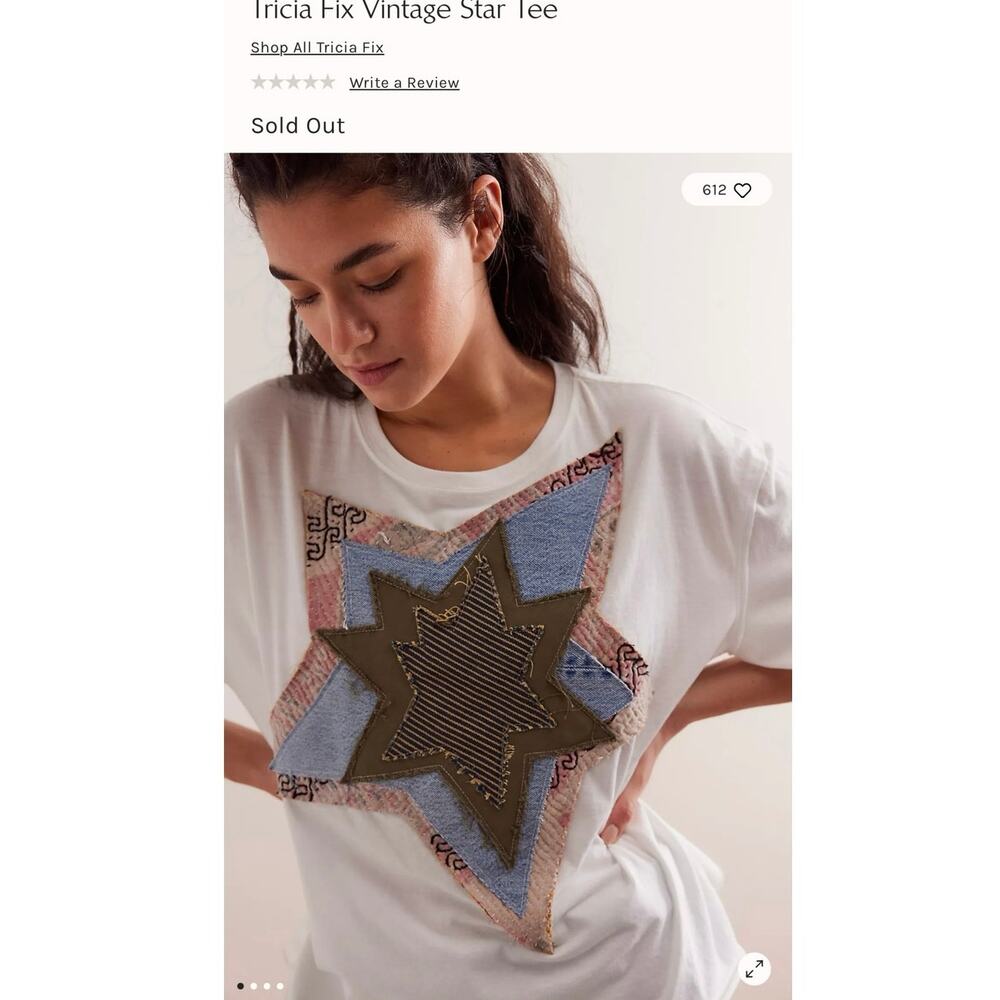 TRICIA FIX x FREE PEOPLE Vintage Star Tee Size M New w/ Tag MSRP $128 SOO - Picture 6 of 7
